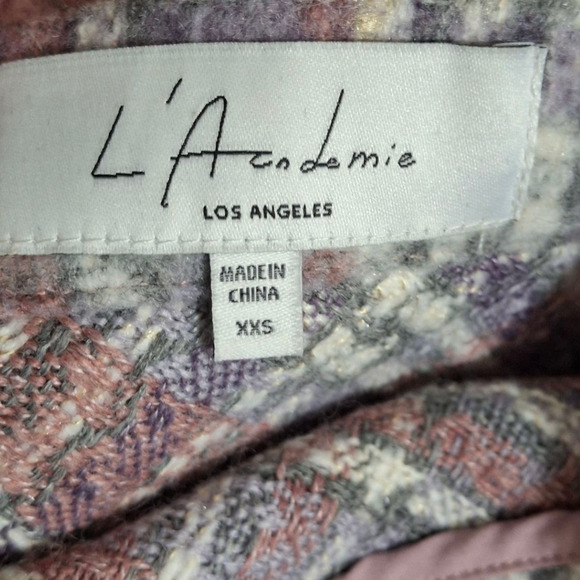 L'Academie Purple Wool Zuma Plaid Shacket Oversized XXS - Picture 6 of 6